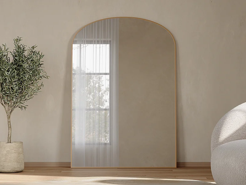 Grand miroir arche en aluminium - L. 118 x H. 170 cm - Doré - SONAVA