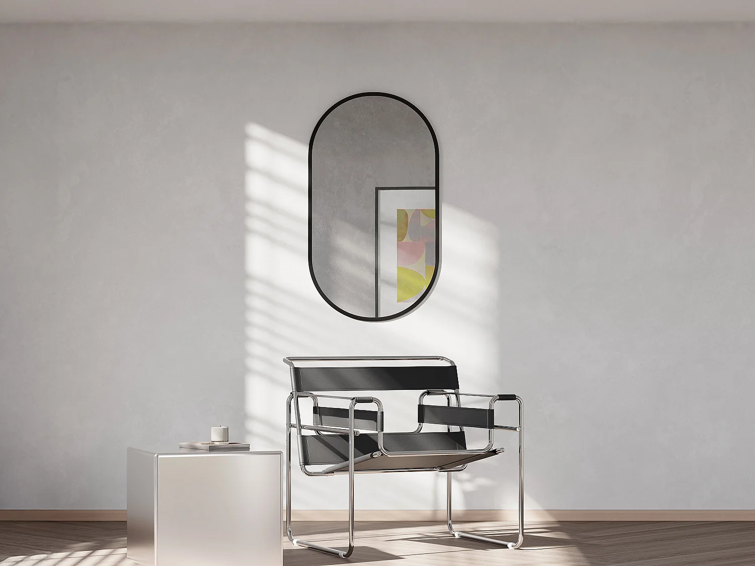Miroir ovale en aluminium - L. 40 x H. 70 cm - Noir - INARA