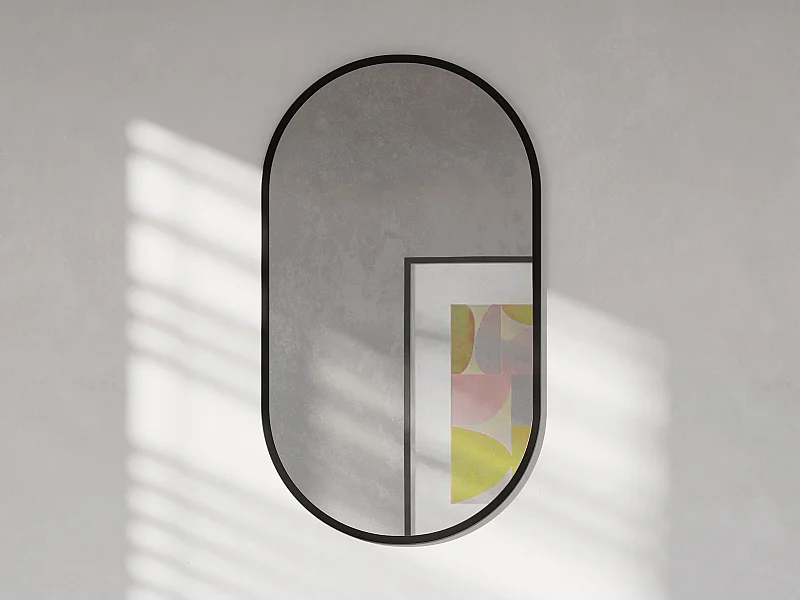 Miroir ovale en aluminium - L. 40 x H. 70 cm - Noir - INARA