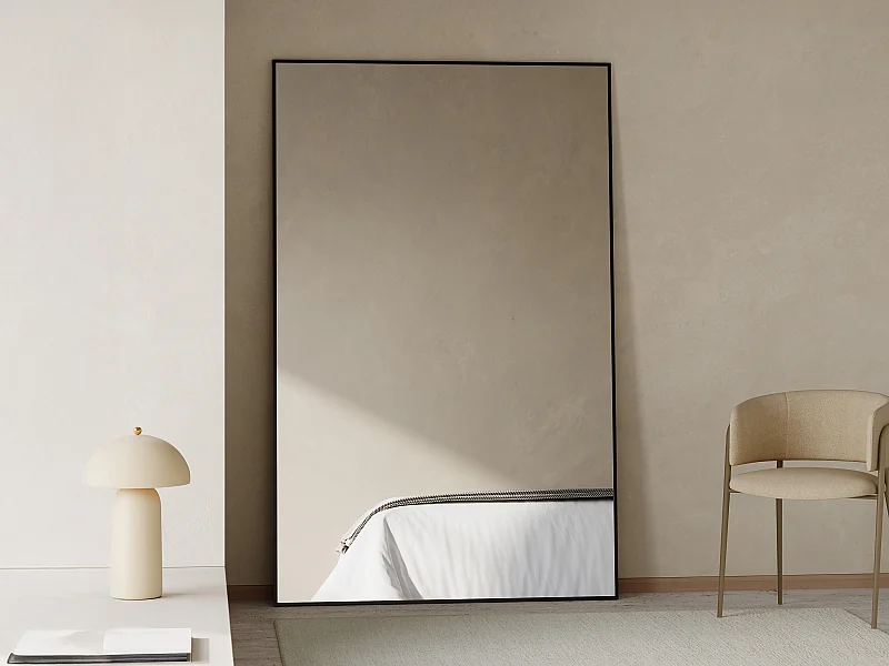 Grand miroir rectangle en aluminium L. 120 x H. 190 cm - Noir - MYRA