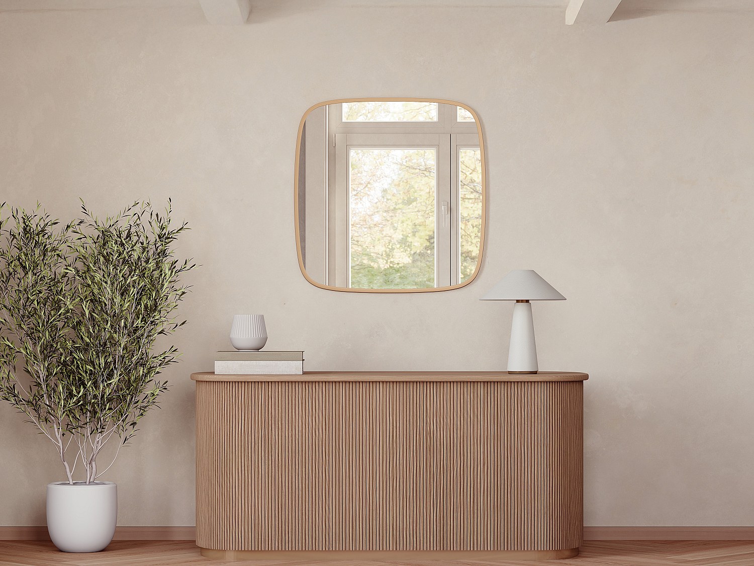 Vente-unique Quadratischer Aluminiumspiegel - 60 X 60 Cm - Gold - Aluni