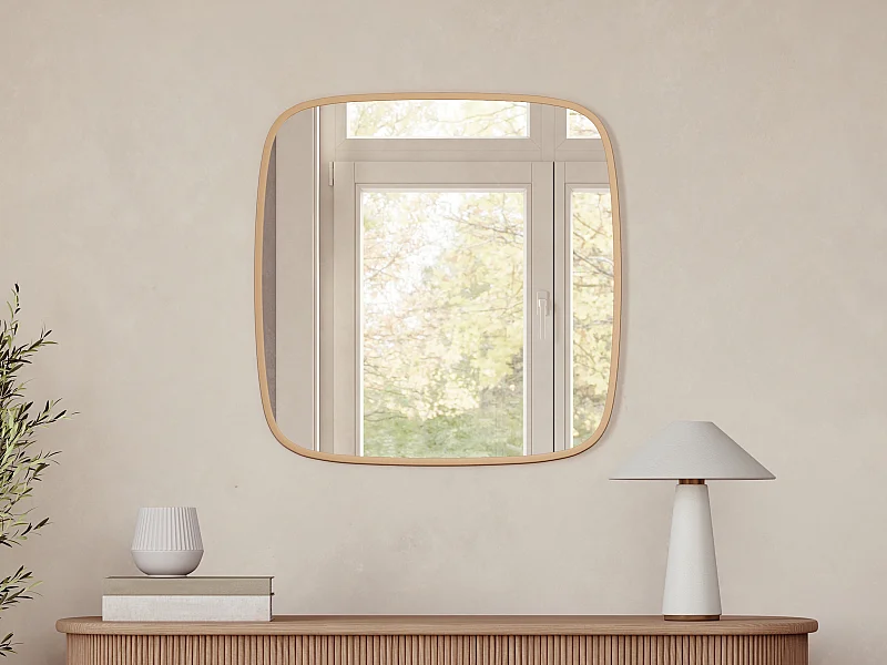 Miroir carré en aluminium - 60 x 60 cm - Doré - ALUNI