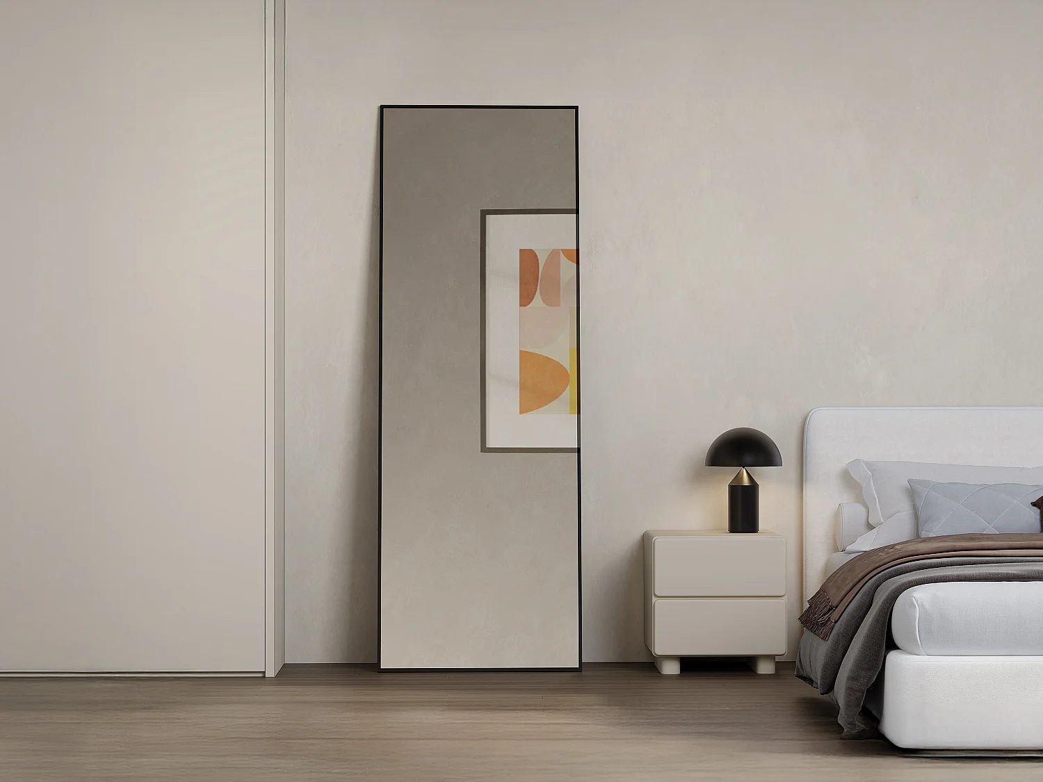 Grand miroir rectangle en aluminium L. 70 x H. 200 cm - Noir - MYRA