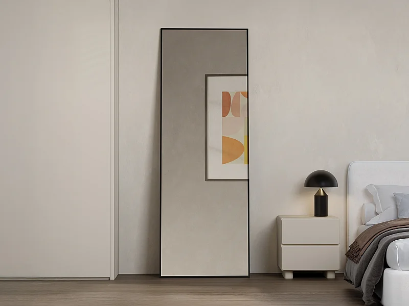 Grand miroir rectangle en aluminium L. 70 x H. 200 cm - Noir - MYRA