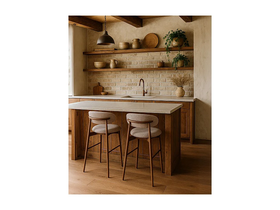 Kerin - Chaise de bar en tissu et pieds métal