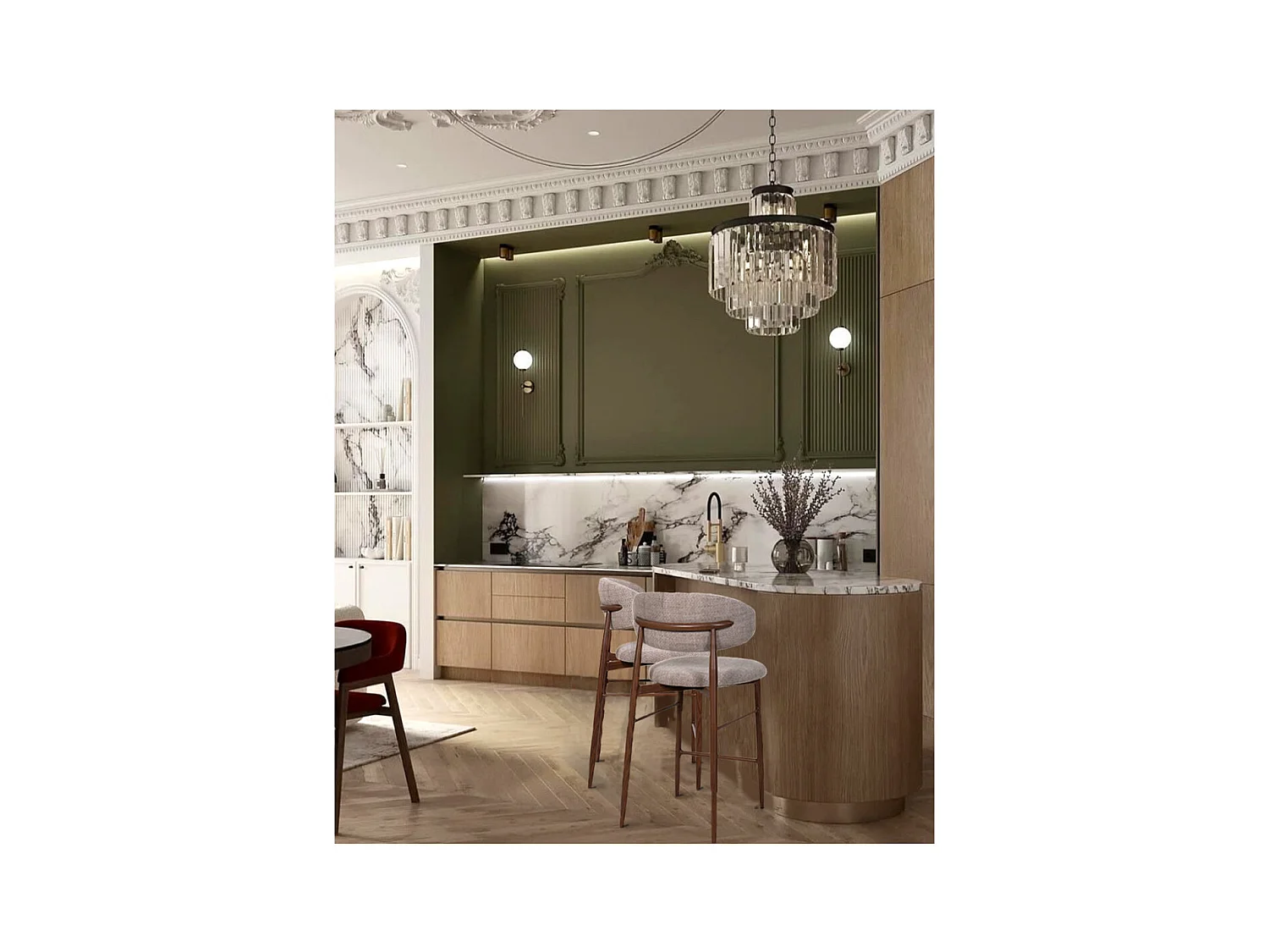 Kerin - Chaise de bar en tissu et pieds métal