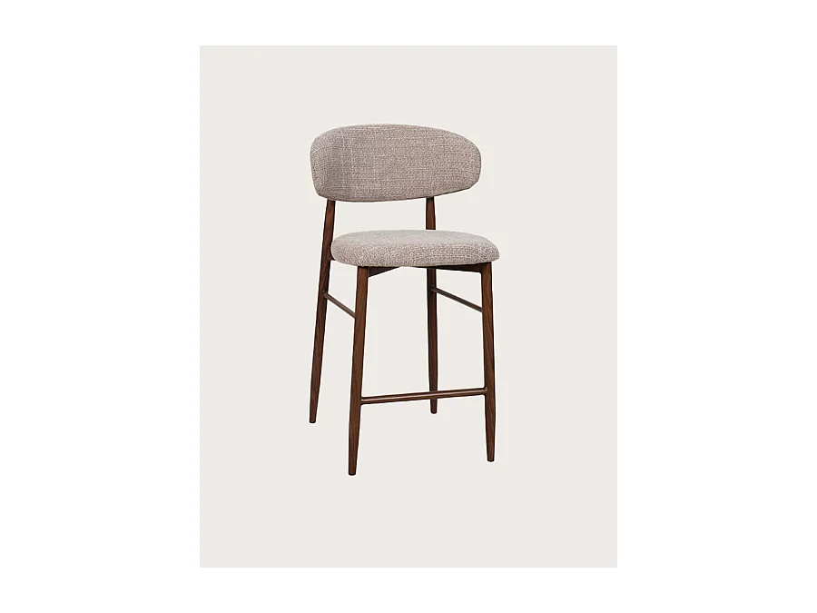 Kerin - Chaise de bar en tissu et pieds métal