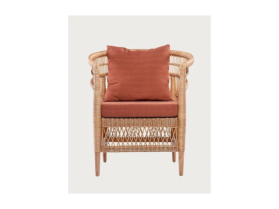 Lusso - Fauteuil de jardin en rotin, coussin amovible