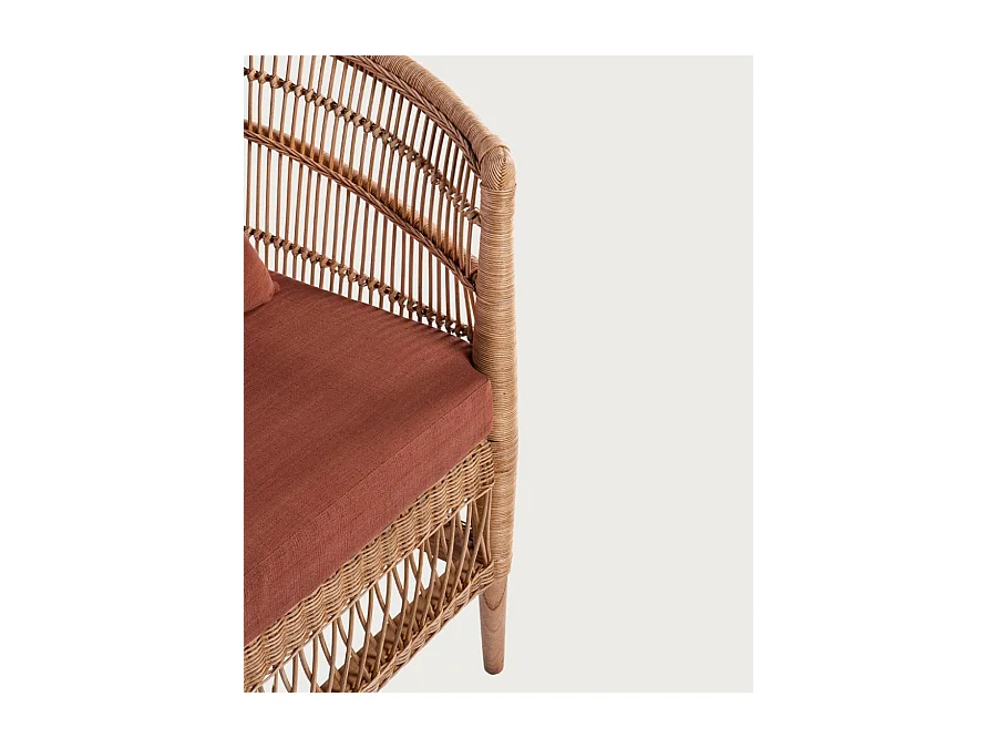 Lusso - Fauteuil de jardin en rotin, coussin amovible