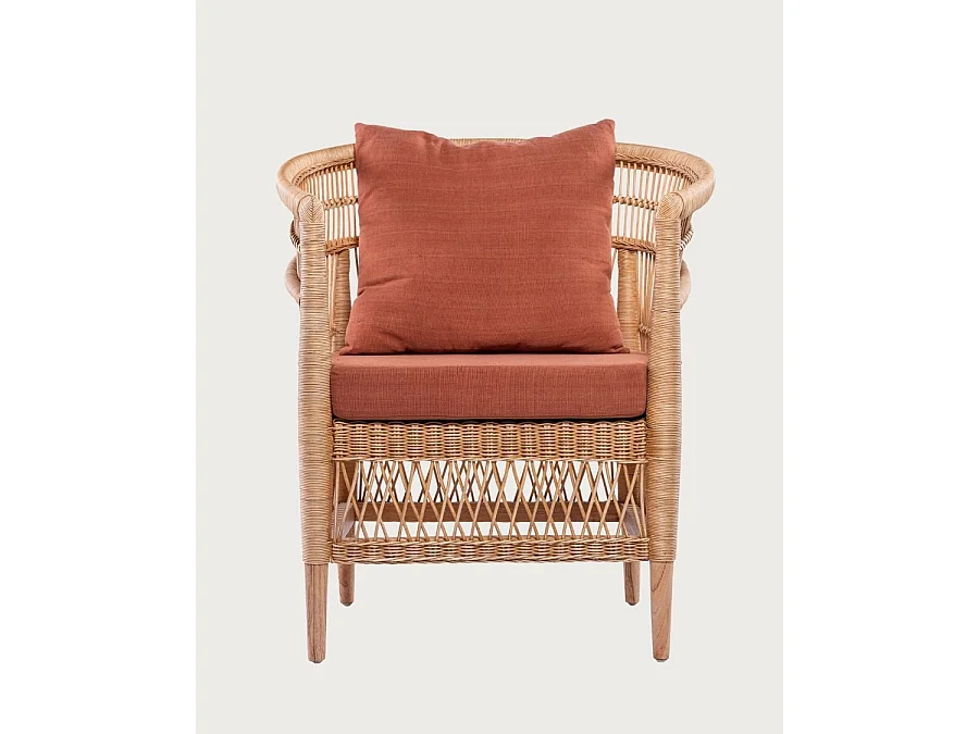 Lusso - Fauteuil de jardin en rotin, coussin amovible