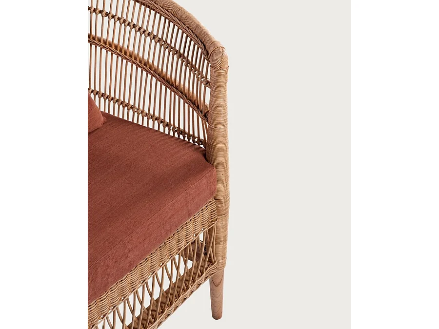 Lusso - Fauteuil de jardin en rotin, coussin amovible