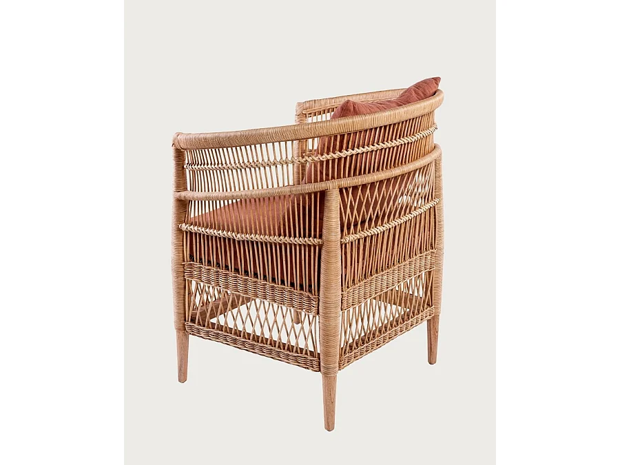 Lusso - Fauteuil de jardin en rotin, coussin amovible