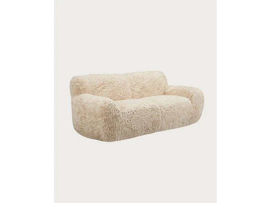 Teddy - Canapé 2 places en tissu fourrure imitation mouton