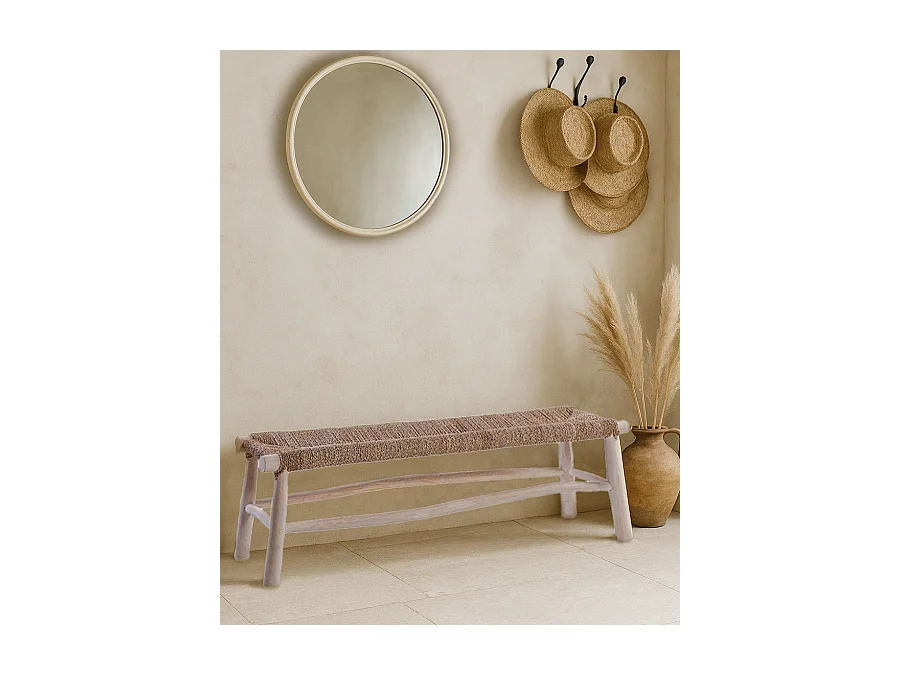 Matra - Banc en branches de teck et de jacinthe d'eau