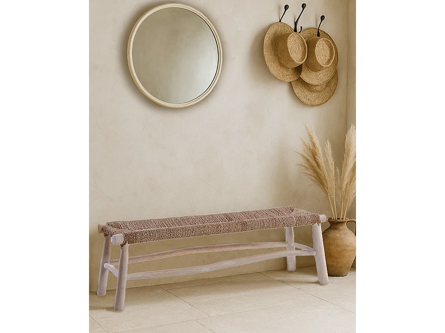 Matra - Banc en branches de teck et de jacinthe d'eau