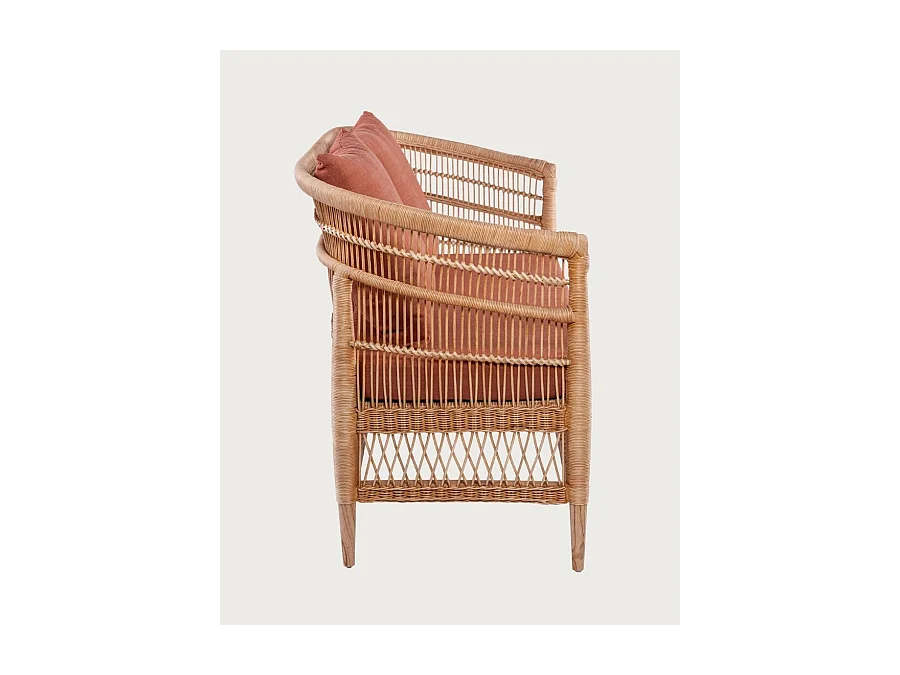 Lusso - Canapé de jardin 2 places en rotin, coussin amovible