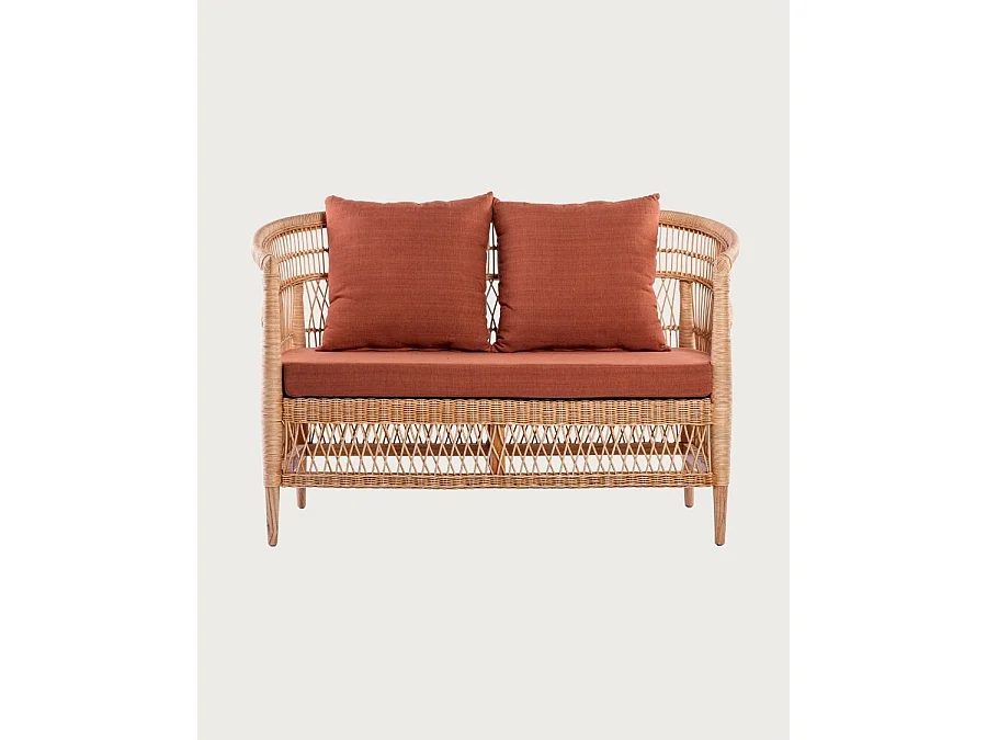 Lusso - Canapé de jardin 2 places en rotin, coussin amovible