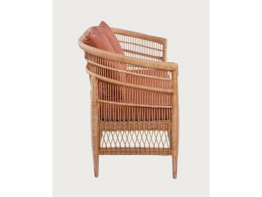 Lusso - Canapé de jardin 2 places en rotin, coussin amovible