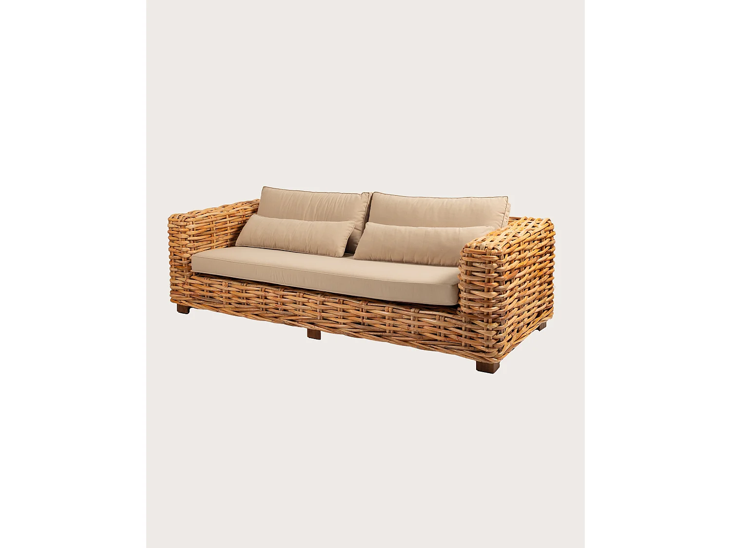 Weaverly - Divano da giardino a 3 posti in rattan intrecciato