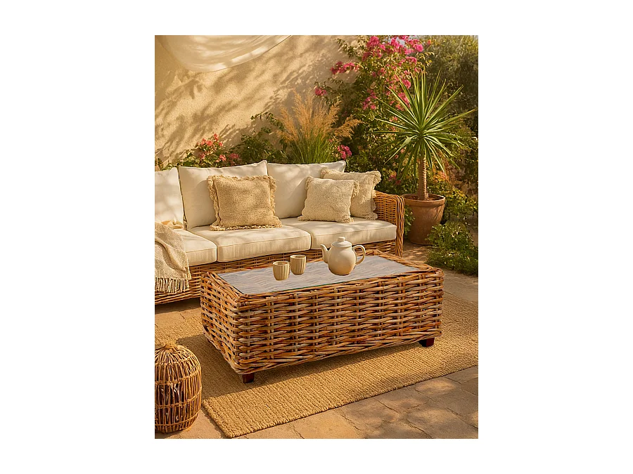 Weaverly - Table basse en rotin tressé