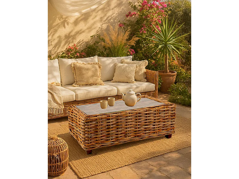 Weaverly - Table basse en rotin tressé