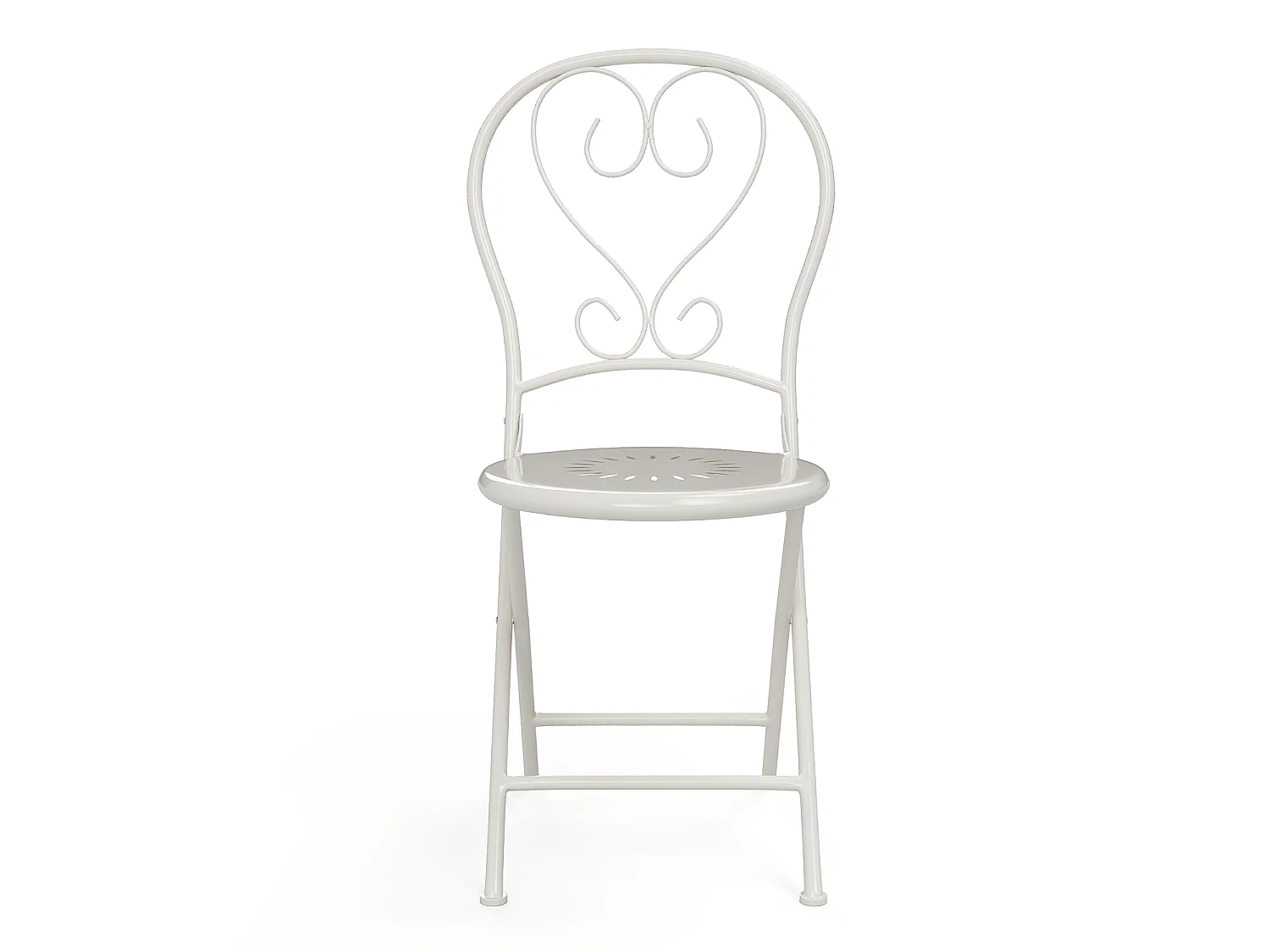 Lotto di 2 sedie da giardino pieghevoli in metallo effetto ferro battuto Bianco - GUERMANTES di MYLIA