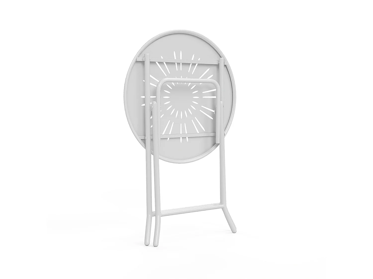 Tavolo da giardino pieghevole D.60 cm in metallo effetto ferro battuto Bianco - GUERMANTES di MYLIA