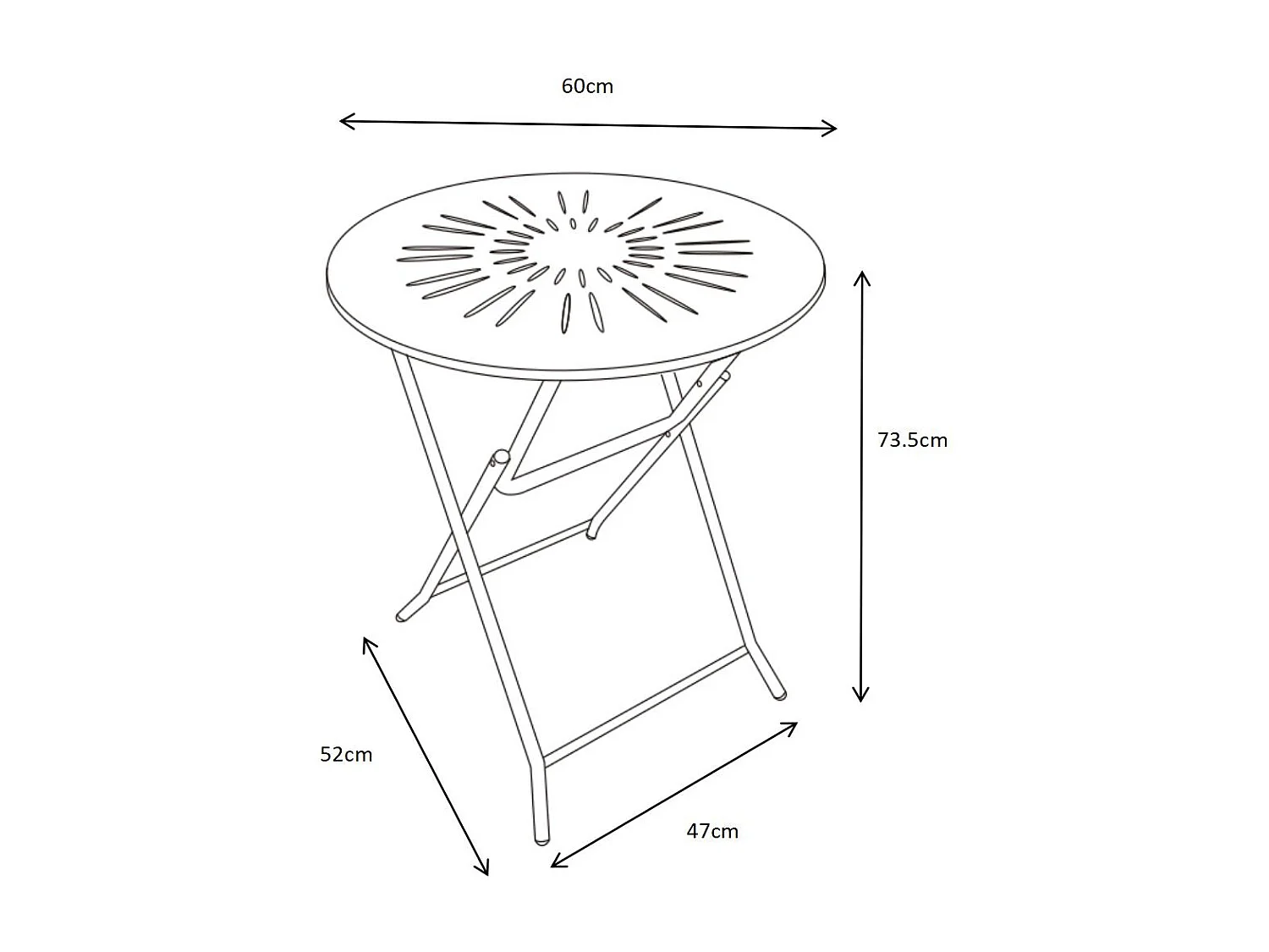 Tavolo da giardino pieghevole D.60 cm in metallo effetto ferro battuto Bianco - GUERMANTES di MYLIA