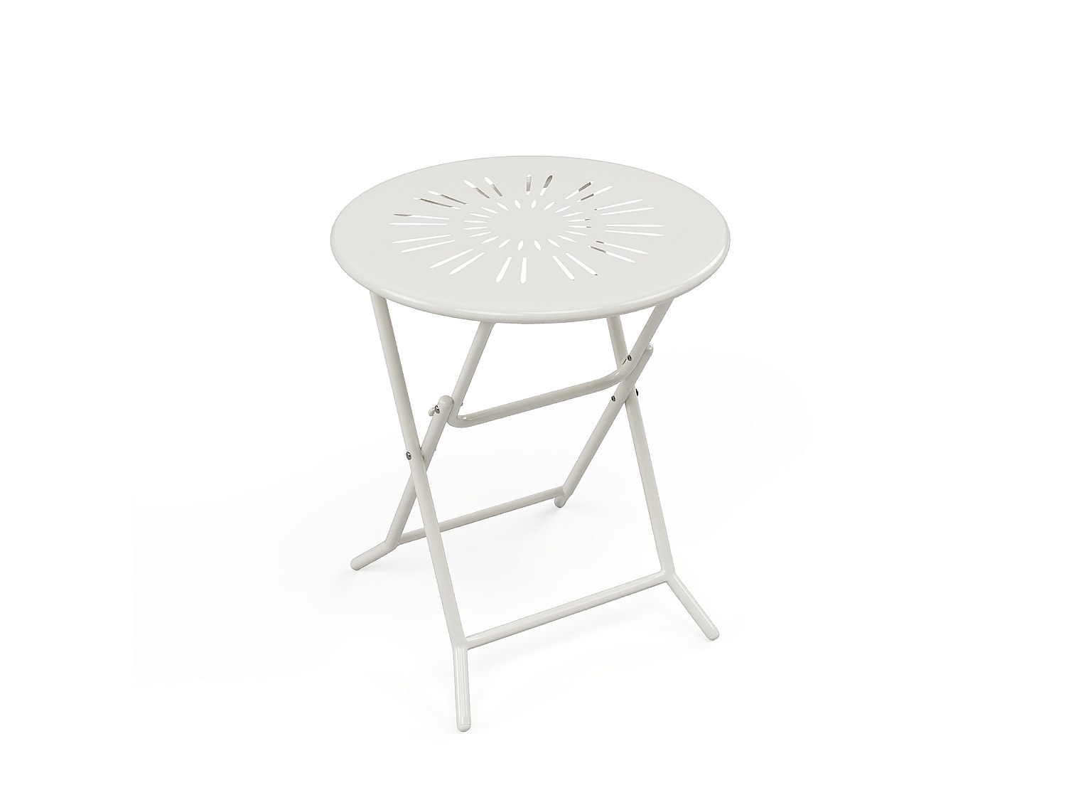 Gartentisch klappbar - D. 60 cm - Metall in Eisenoptik - Weiß - GUERMANTES von MYLIA