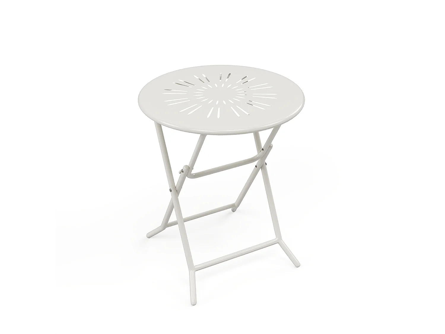 Tavolo da giardino pieghevole D.60 cm in metallo effetto ferro battuto Bianco - GUERMANTES di MYLIA