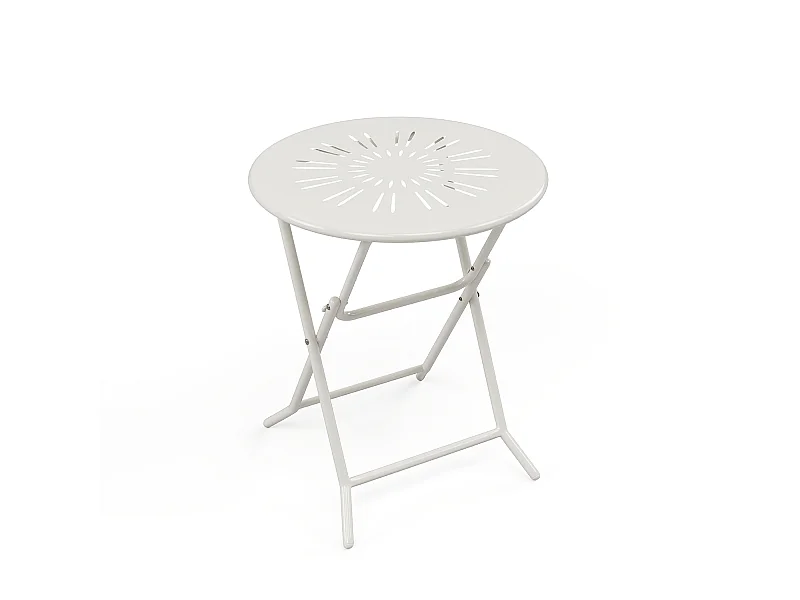 Gartentisch klappbar - D. 60 cm - Metall in Eisenoptik - Weiß - GUERMANTES von MYLIA