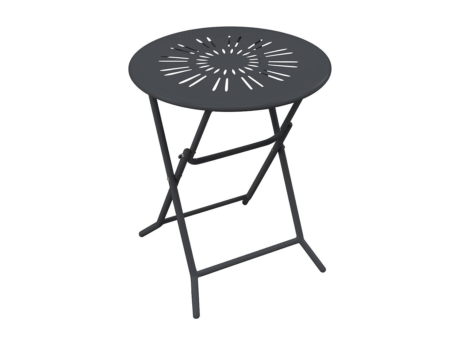Gartentisch klappbar - D. 60 cm - Metall in Eisenoptik - Anthrazit - GUERMANTES von MYLIA