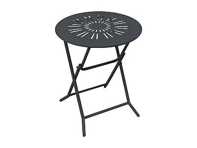 Table de jardin pliante D.60 cm en métal façon fer forgé - Anthracite - GUERMANTES de MYLIA