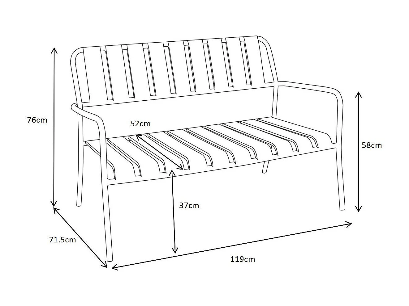 Banc de jardin empilable en métal - Terracotta - BIRMOS de MYLIA