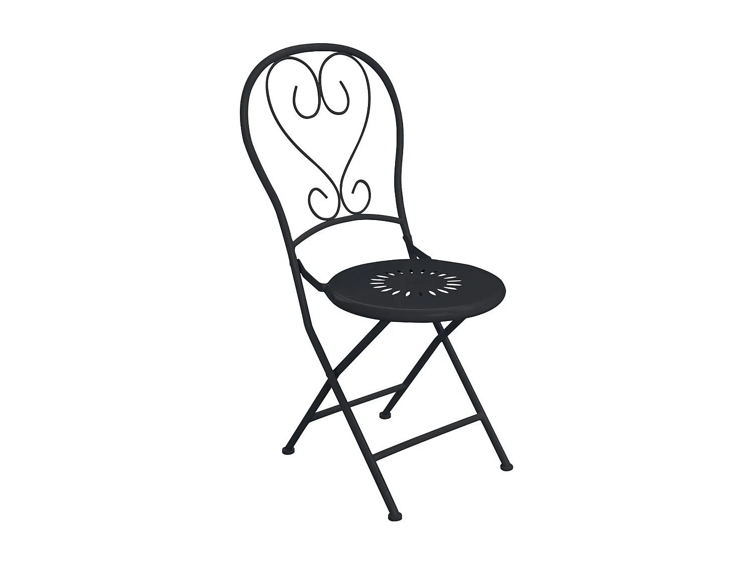 Lotto di 2 sedie da giardino pieghevoli in metallo effetto ferro battuto Antracite - GUERMANTES di MYLIA