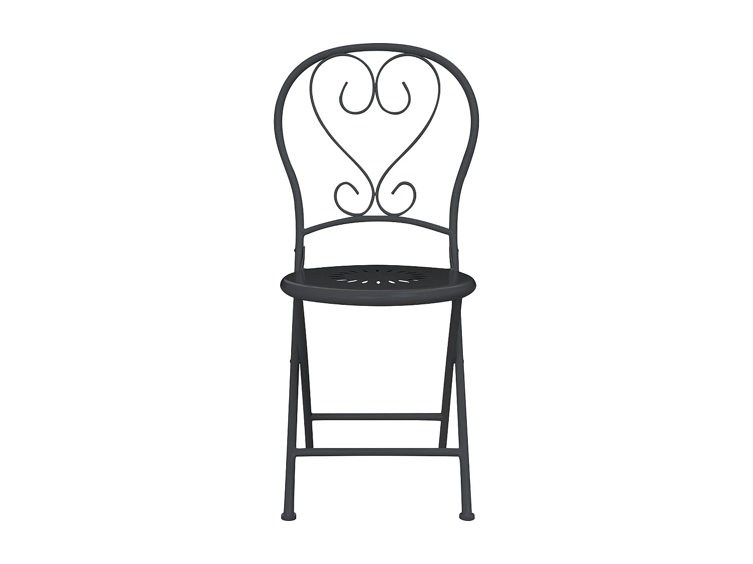 Lotto di 2 sedie da giardino pieghevoli in metallo effetto ferro battuto Antracite - GUERMANTES di MYLIA