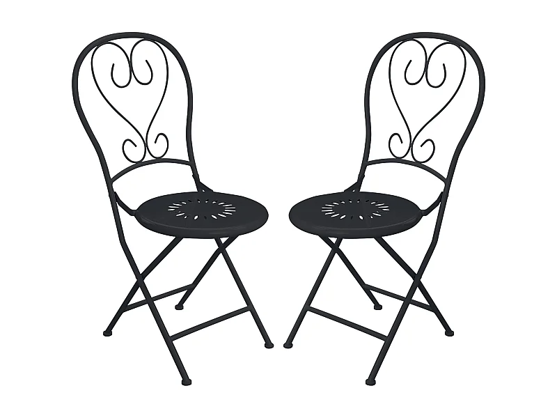 Gartenstuhl 2er-Set klappbar - Metall in Eisenoptik - Anthrazit - GUERMANTES von MYLIA