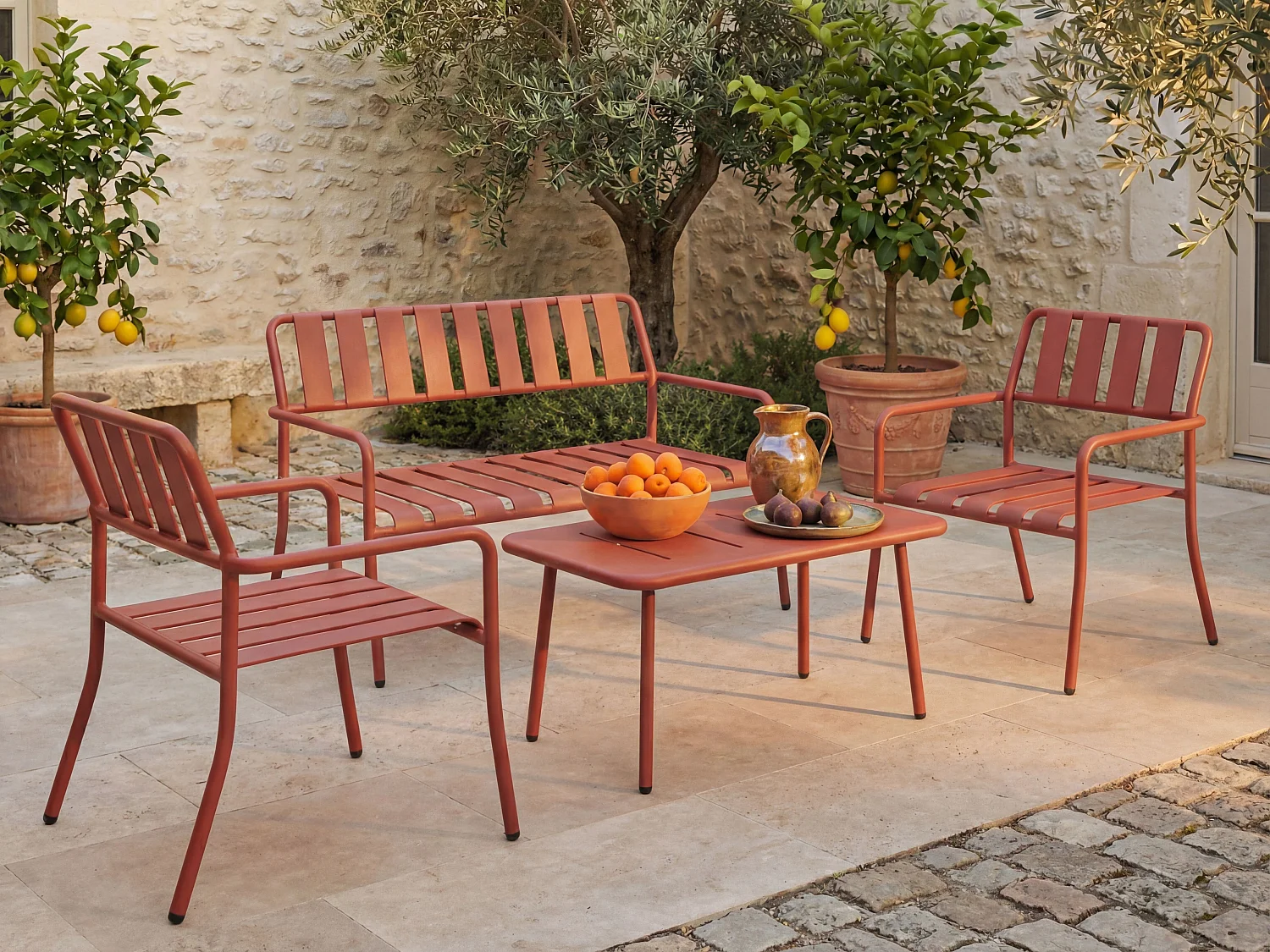 Table basse de jardin en métal - Terracotta - BIRMOS de MYLIA