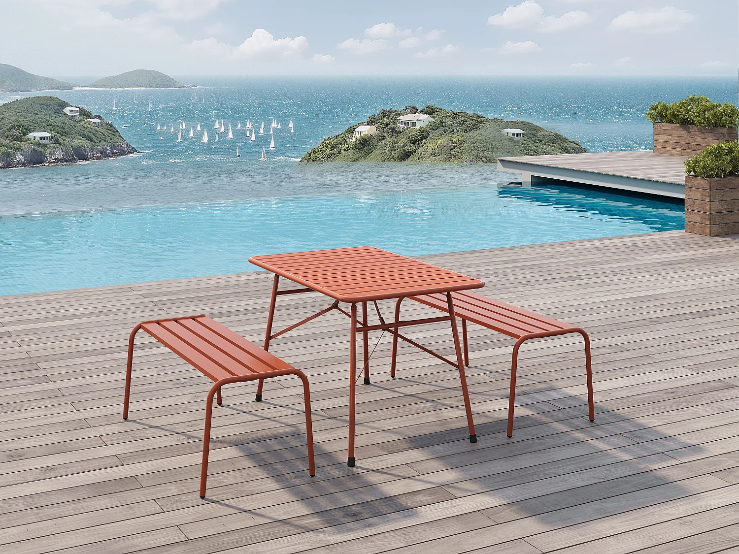 Banc de jardin en métal - Terracotta - MIRMANDE de MYLIA