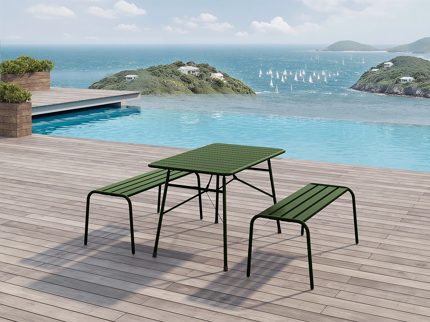 Banc de jardin en métal - Kaki - MIRMANDE de MYLIA