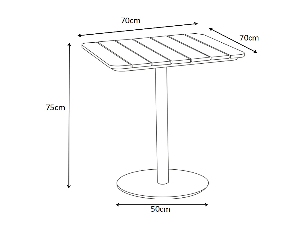Kvadratisk hagebord B.70 cm i polywood og metall - Svart - LYLIOS fra MYLIA