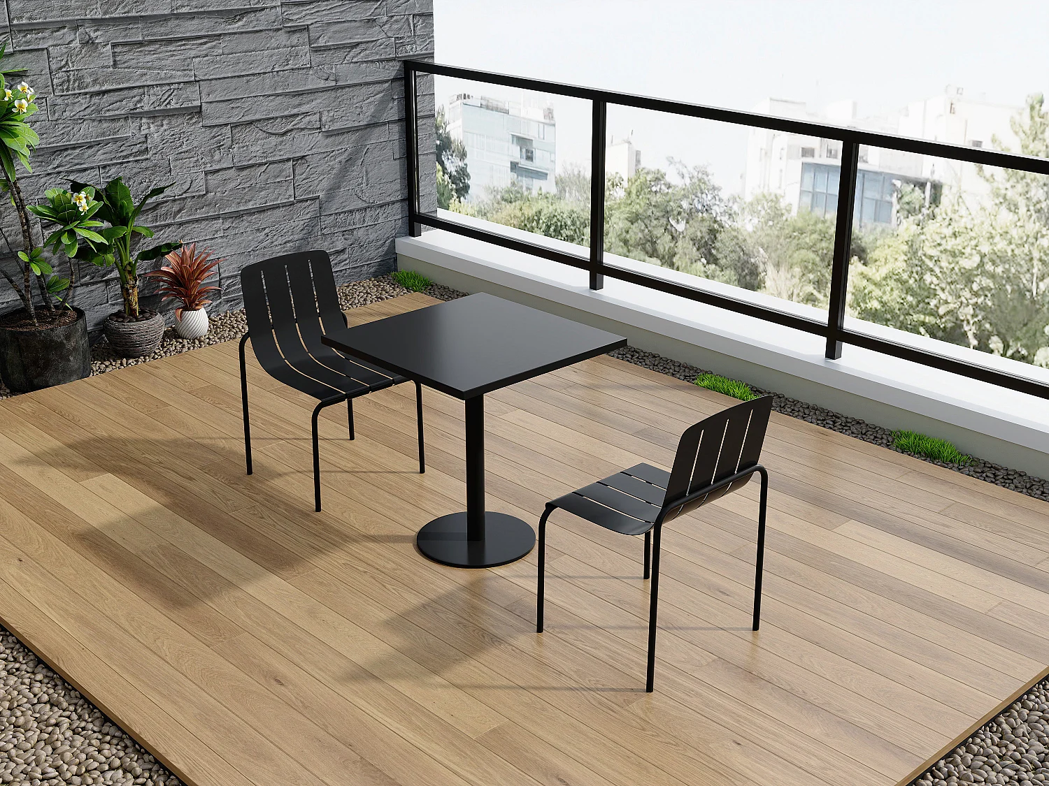 Table carrée de jardin L.70 cm en métal - Noir - NILY de MYLIA