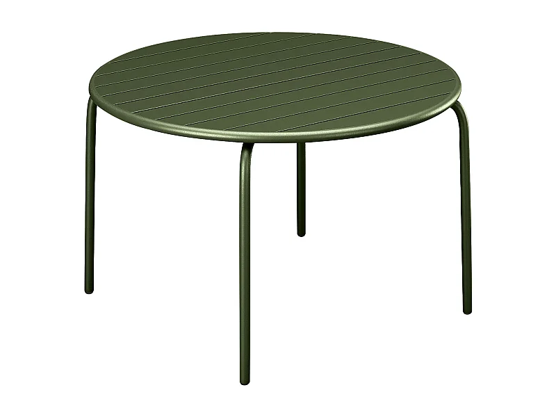 Table de jardin ronde D.130 cm en métal - Kaki -  MIRMANDE de MYLIA