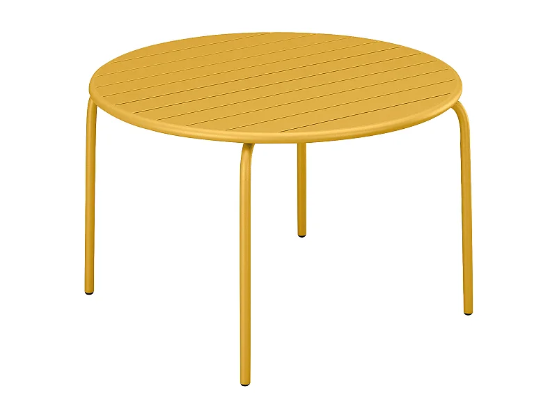 Table de jardin ronde D.130 cm en métal - Jaune moutarde -  MIRMANDE de MYLIA