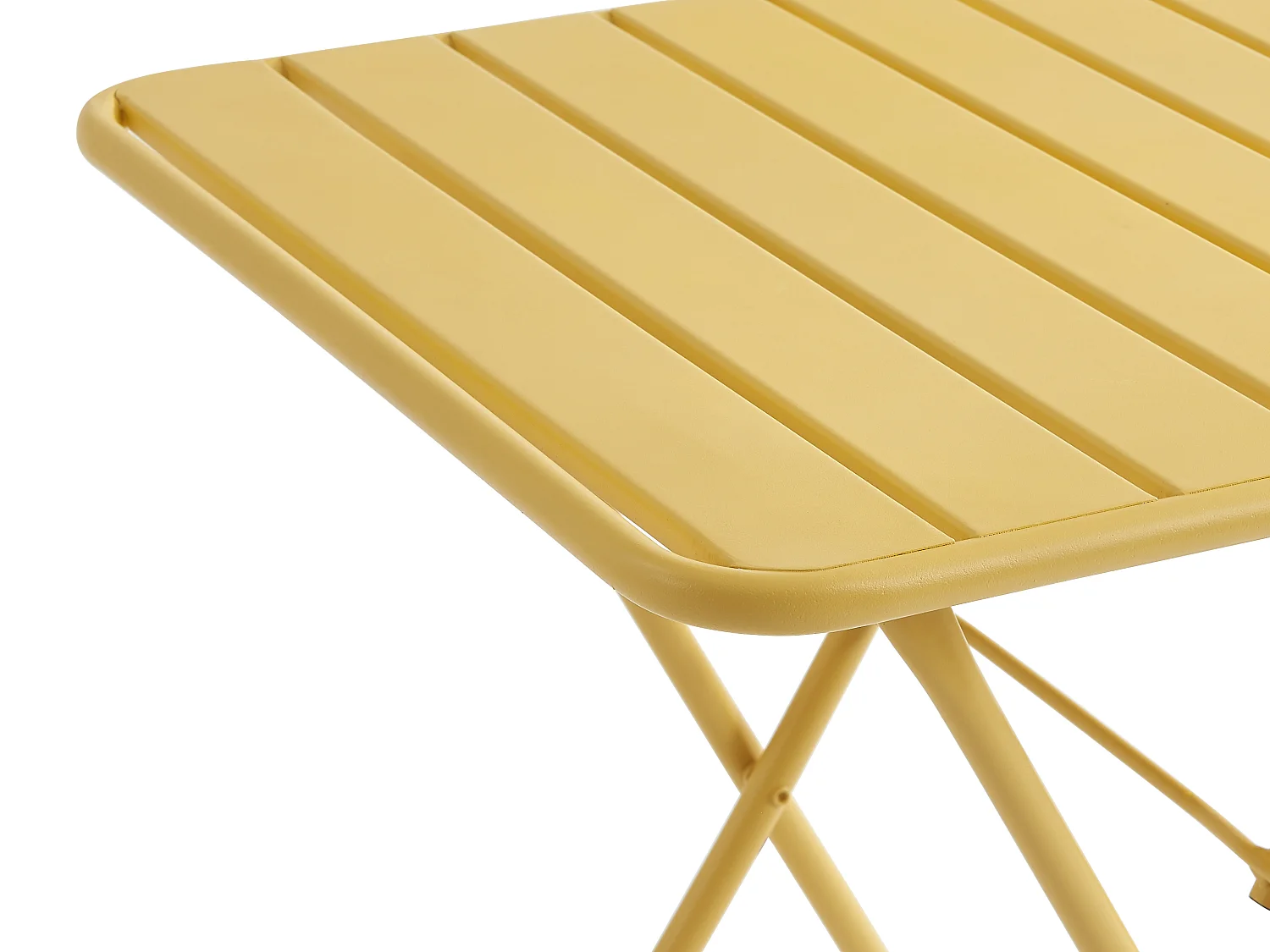 Table de jardin carrée pliante L.60 cm en métal - Jaune moutarde - MIRMANDE de MYLIA