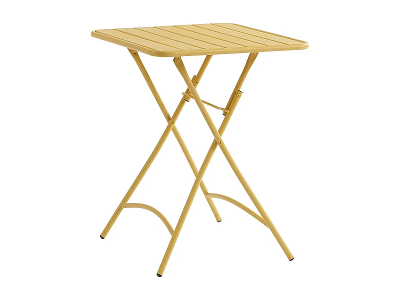 Table de jardin carrée pliante L.60 cm en métal - Jaune moutarde - MIRMANDE de MYLIA