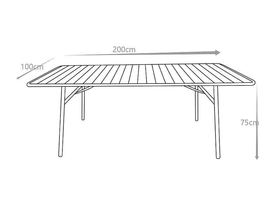 Table de jardin L.200 cm en métal - Bleu nuit - MIRMANDE de MYLIA