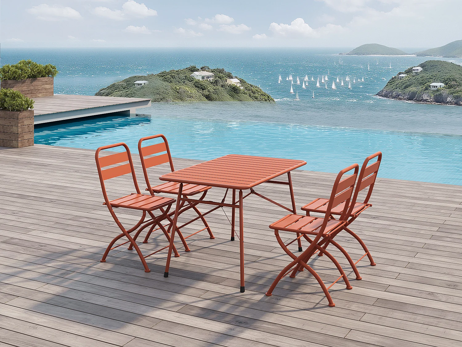 Table de jardin pliante L.110 cm en métal - Terracotta - MIRMANDE de MYLIA