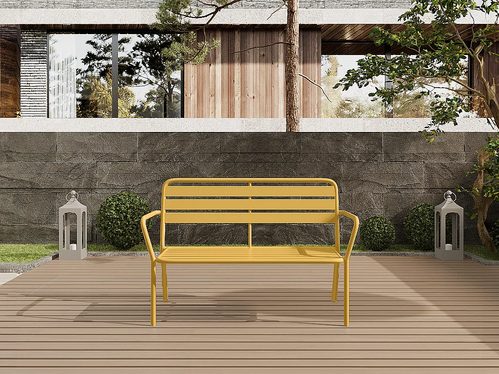 Panchina da giardino in metallo - Giallo senape - MIRMANDE di MYLIA