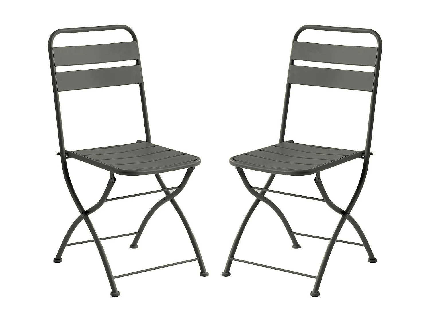 Lot de 2 chaises de jardin pliantes en métal - Gris anthracite - MIRMANDE de MYLIA